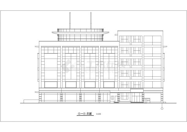 江阴市某商业街4200平米五层框架结构百货商场平立面设计CAD图纸-图二