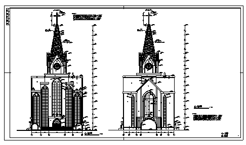 某市八层大型基督教堂建筑扩初施工cad图_教堂施工_图1