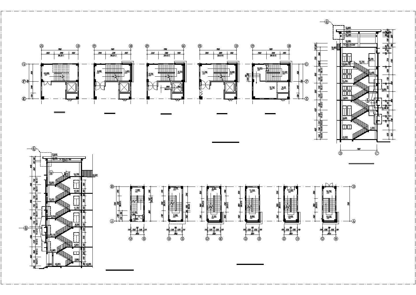 5100平米五层框混结构临街商业综合楼全套建筑设计CAD图纸