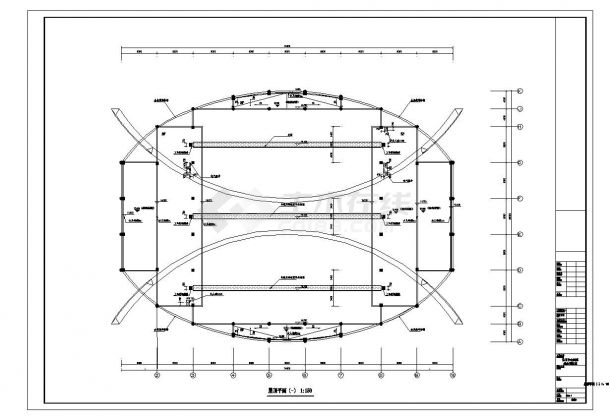 [河南]某市网球综合训练馆建筑结构施工cad图纸-图一