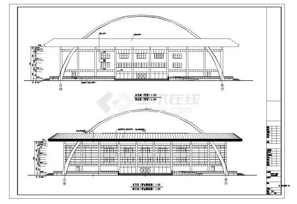 [河南]某市网球综合训练馆建筑结构施工cad图纸-图二