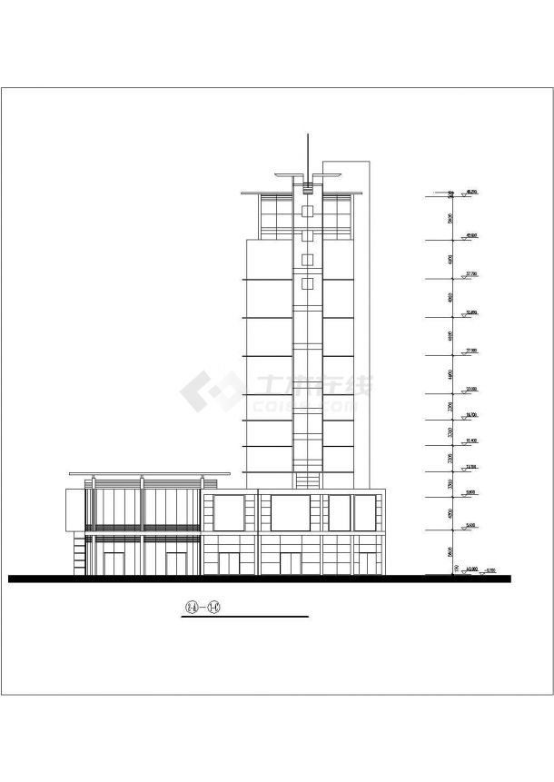 跃式11层商业单身公寓楼建筑方案设计图cad-图一