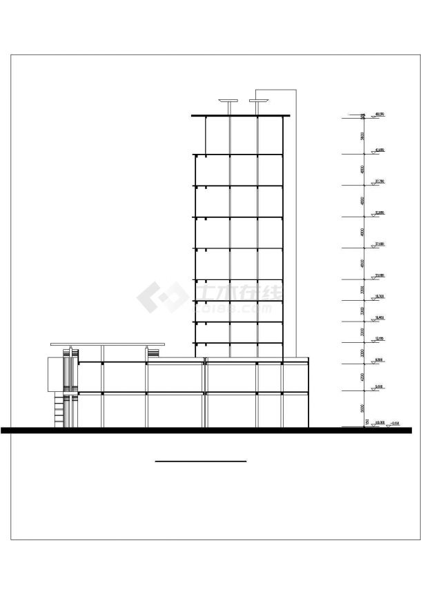 跃式11层商业单身公寓楼建筑方案设计图cad-图二