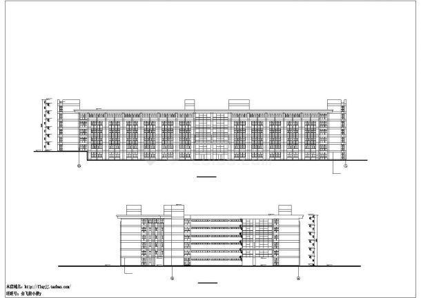 上海某高校3万平米左右6层框架结构教学综合楼平立剖面设计CAD图纸-图一
