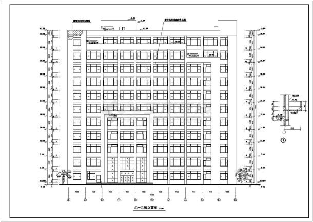 广州某大学9500平米11层框架机构教学综合楼全套建筑设计CAD图纸-图二
