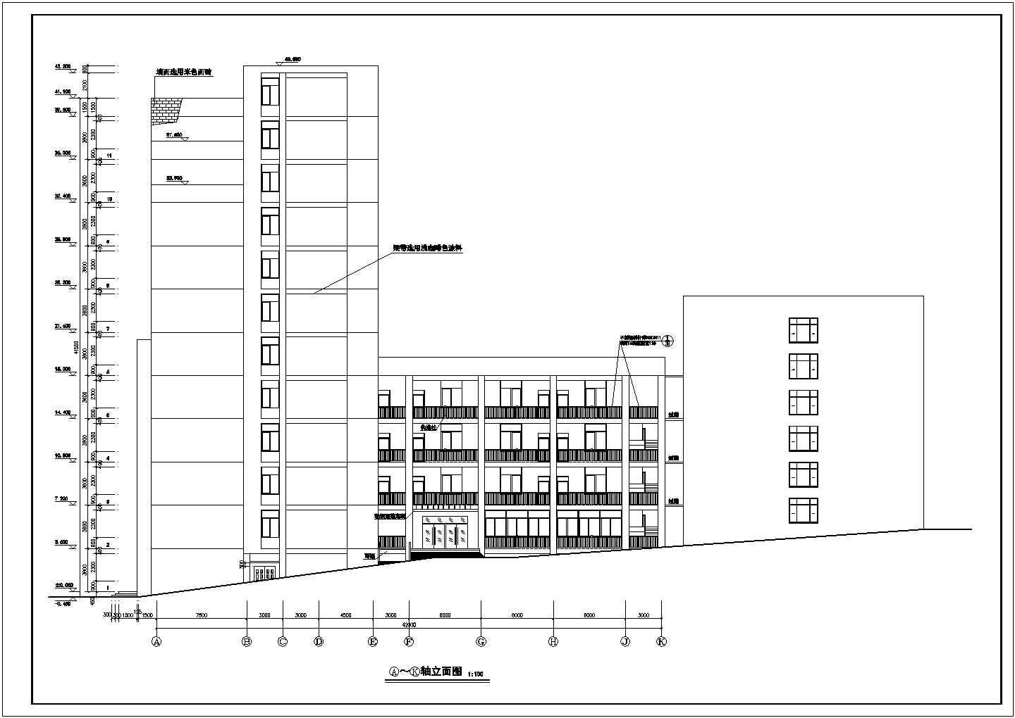 广州某大学9500平米11层框架机构教学综合楼全套建筑设计CAD图纸