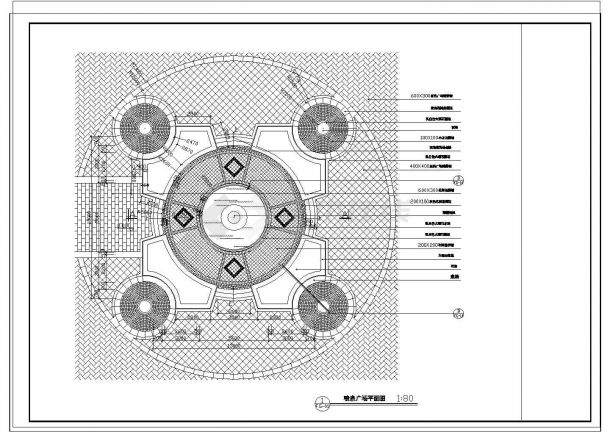 某城市景观工程小型喷泉广场设计cad平立剖面图（甲级院设计）-图二