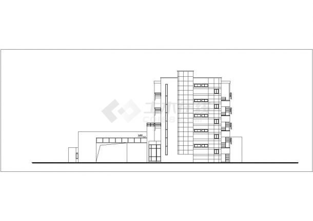 太原市某商业街1450平米五层框混结构休闲会所平立面设计CAD图纸-图二