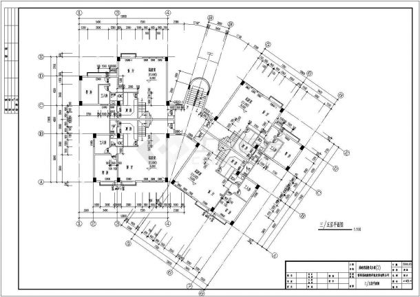 苏州复式公寓全套建筑施工扩初cad图纸(含首层平面图，三/五层平面图)-图二