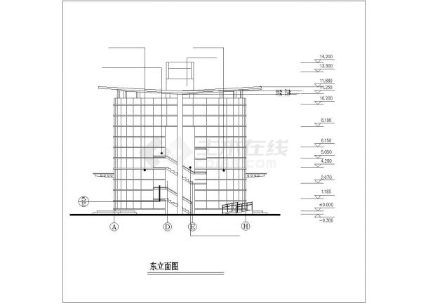 某小区570平米2层框架结构社区会所建筑+结构设计CAD图纸-图二
