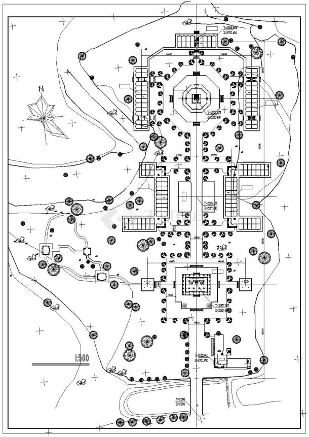 河北某寺庙规划总平面图-图一