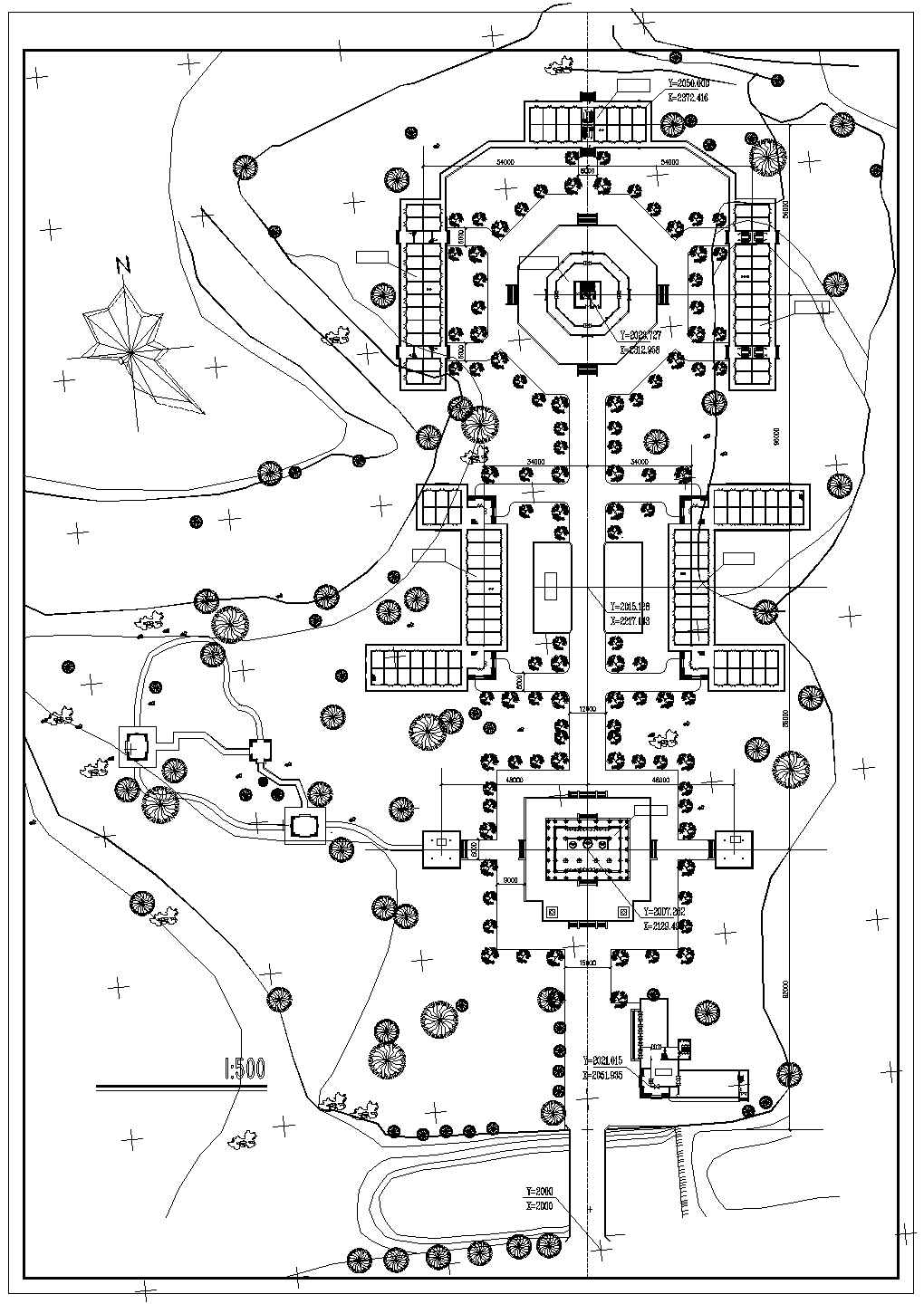 河北某寺庙规划总平面图