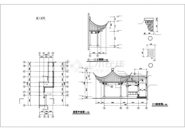 江南园林古建全套建筑结构设计图-图二