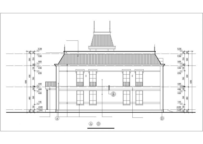 1200平米2层框混结构社区休闲会所平立面设计CAD图纸_图1