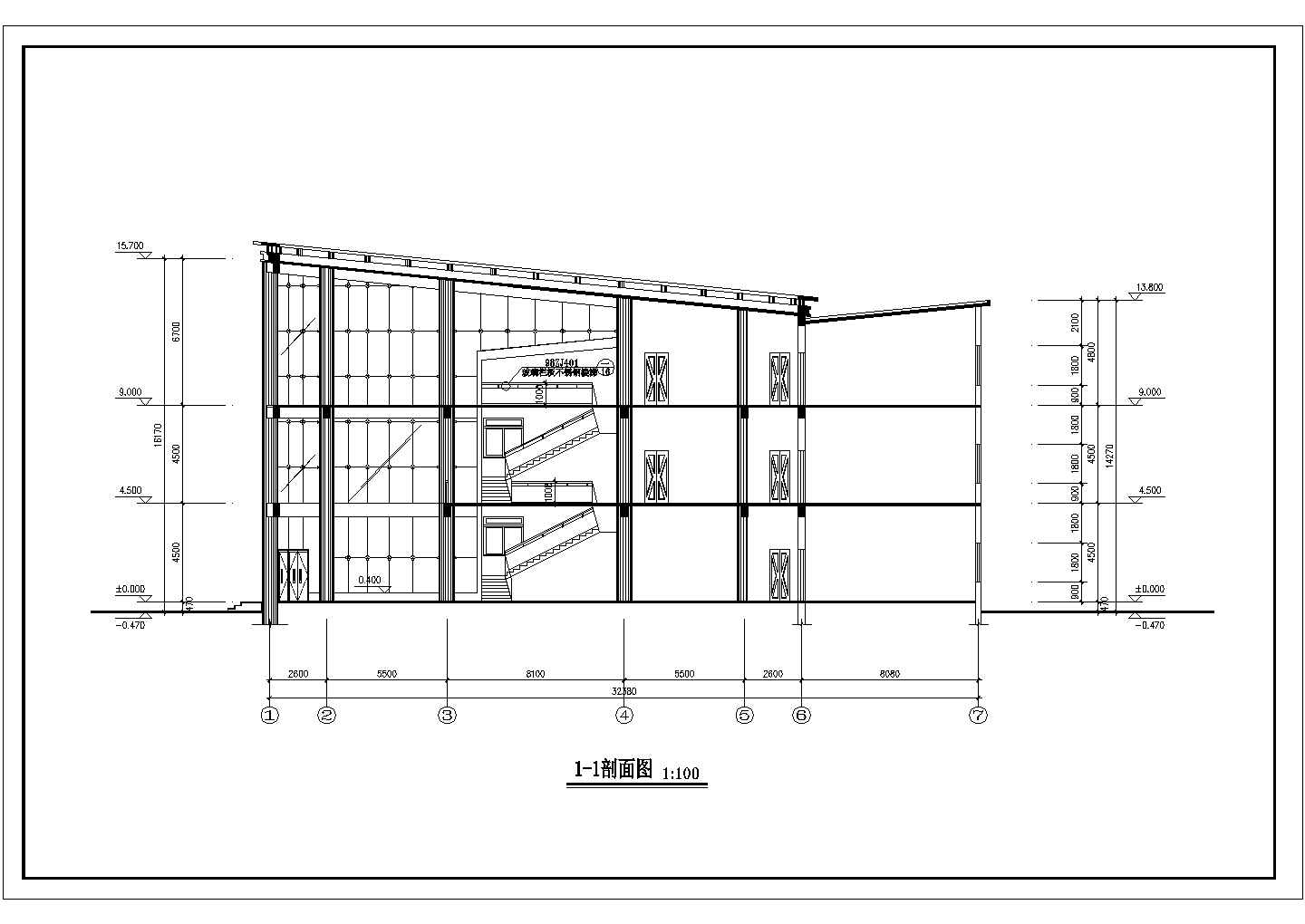 2180平米3层框架结构社区休闲会所平立剖面设计CAD图纸
