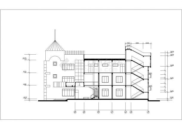 某小区2450平米双层框混结构业主活动会所全套建筑设计CAD图纸-图一