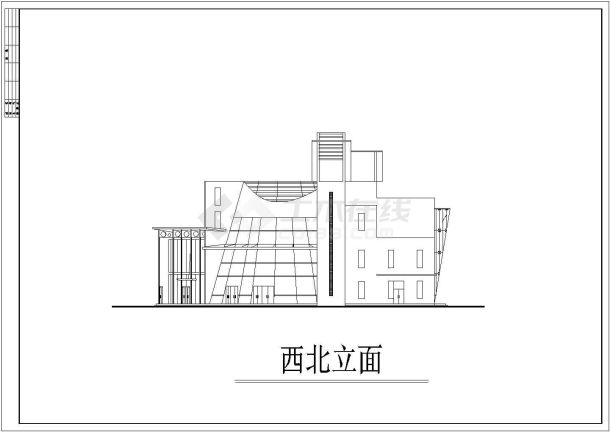 北京某小区2800平米四层框架结构小区会所平立剖面设计CAD图纸-图一
