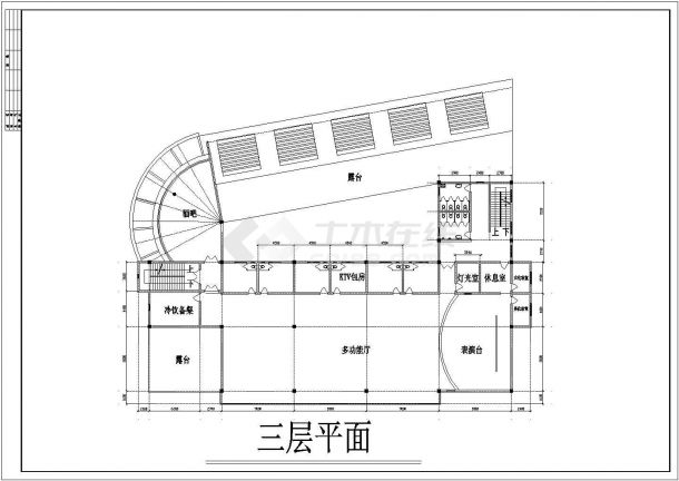 北京某小区2800平米四层框架结构小区会所平立剖面设计CAD图纸-图二