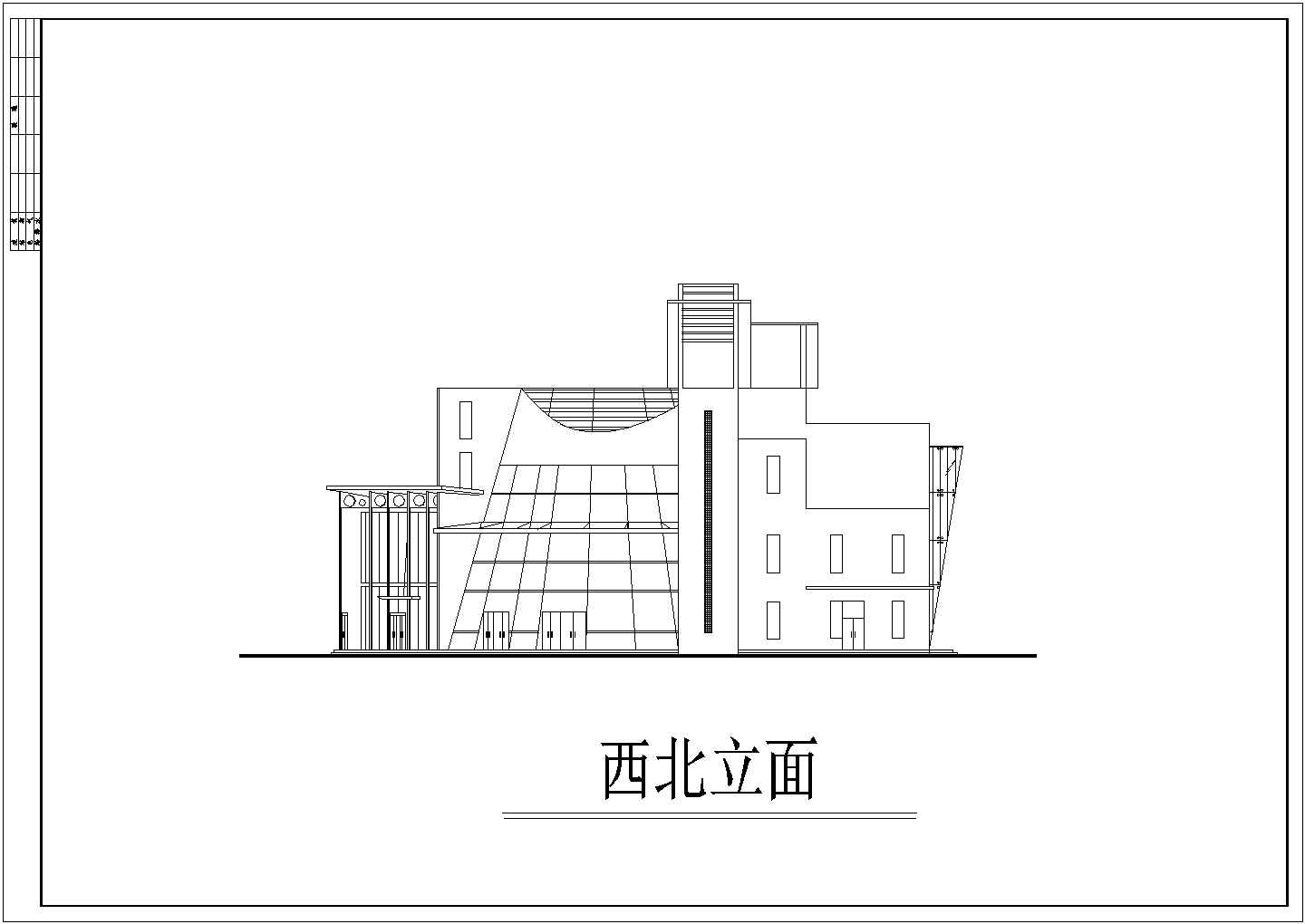 北京某小区2800平米四层框架结构小区会所平立剖面设计CAD图纸