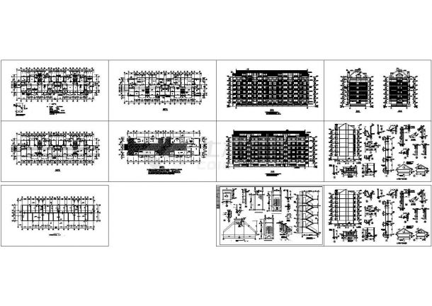 某尖顶7层框架结构住宅楼建筑设计cad全套施工图（标注详细，11张图）-图一
