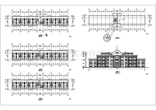 3层酒店式公寓住宅建筑设计施工cad图纸，共五张-图二