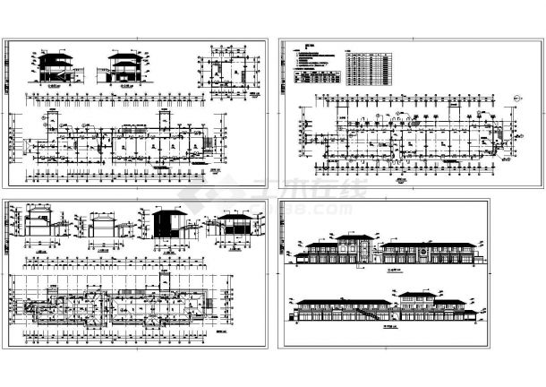 1649平方米2层商业楼建筑设计施工cad图纸，共四张-图一