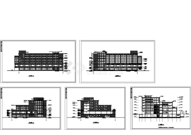 万达广场综合楼建筑设计施工cad图纸，共五张-图一