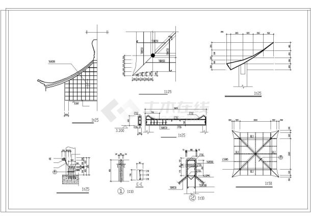 古建四角亭施工CAD详图-图一