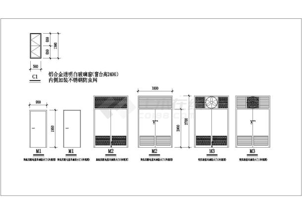 变电所施工大样图块-防火门CAD图-图一