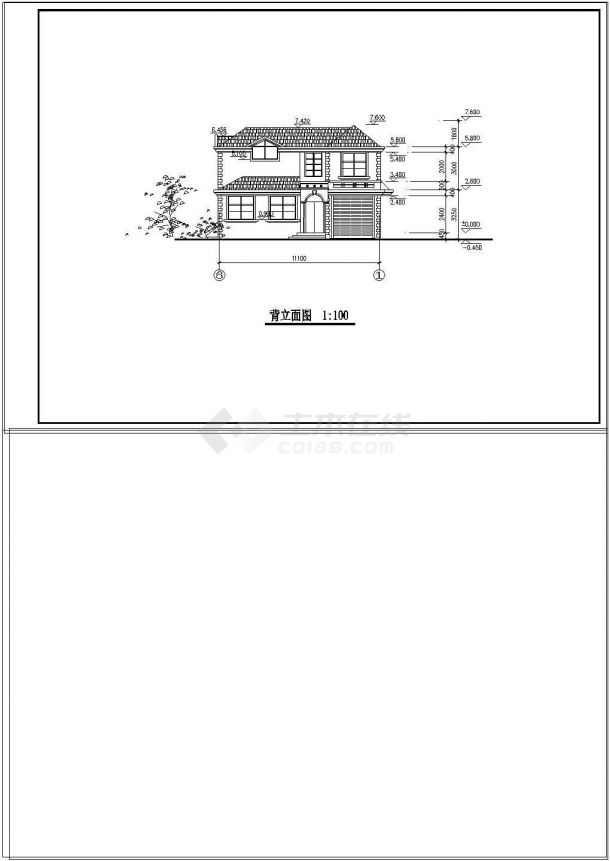 某两层独栋别墅建筑设计施工图附效果图-图二
