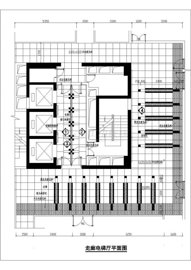 办公楼设计_某物委办公楼走廊电梯厅装修设计cad施工详图（甲级院设计）-图二