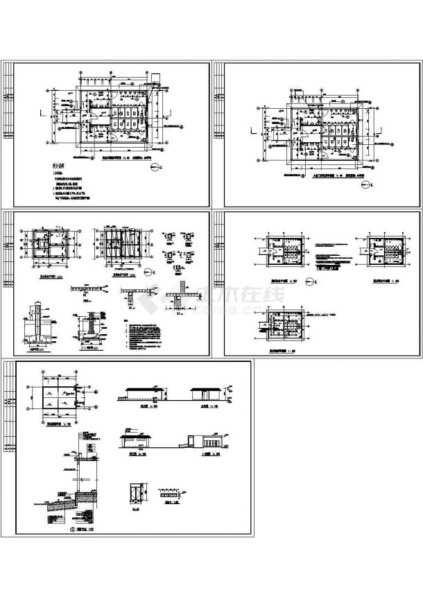 某小区公共卫生间设计cad全套建筑施工图纸（含设计说明，含结构设计，含排水照明设计）-图一