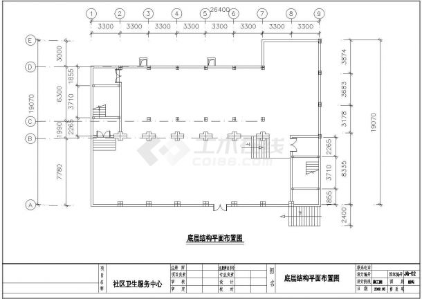 重庆某多层砖混结构社区服务中心加固改造设计cad全套结构施工图（含设计说明）-图二