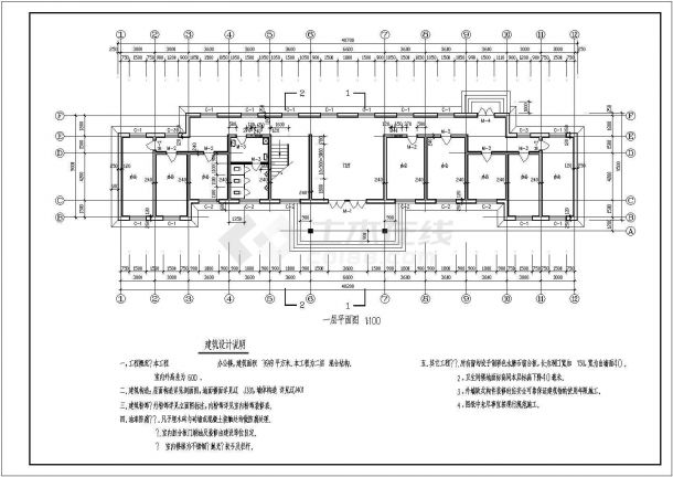 办公楼设计_一整套两层小型办公楼建筑设计图-图二