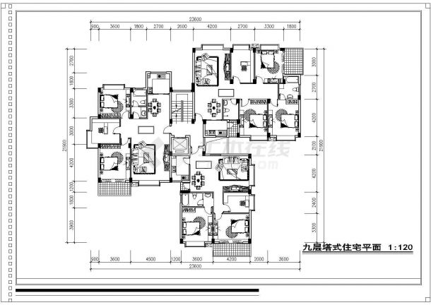 福州某新型小区住宅全套规划设计方案(含九层塔式住宅平面图)-图一