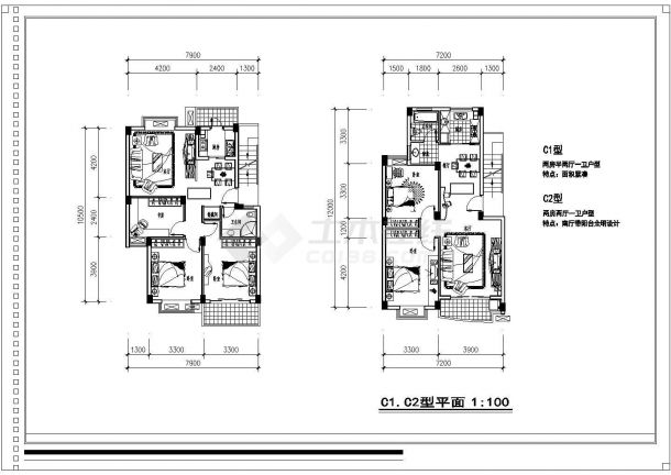 福州某新型小区住宅全套规划设计方案(含九层塔式住宅平面图)-图二