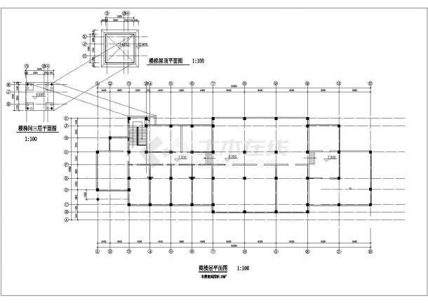 1620平米左右3层框混结构社区会所平立剖面设计CAD图纸（含阁楼）-图一