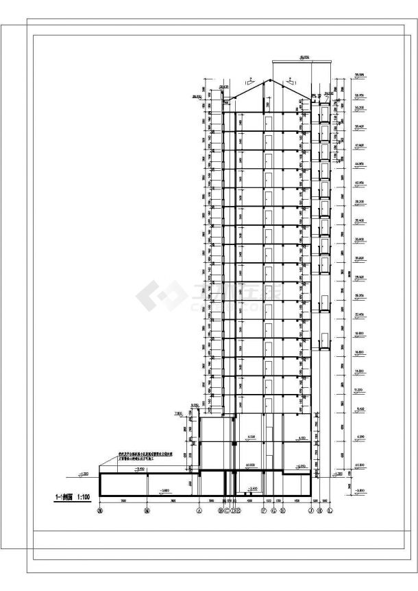 12996平方米高层住宅楼全套建施cad图，含设计说明-图二