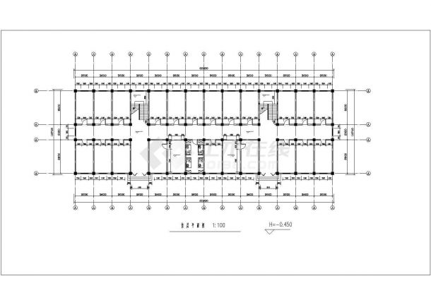 某中学占地850平米6层框架结构学生宿舍楼全套建筑设计CAD图纸-图一