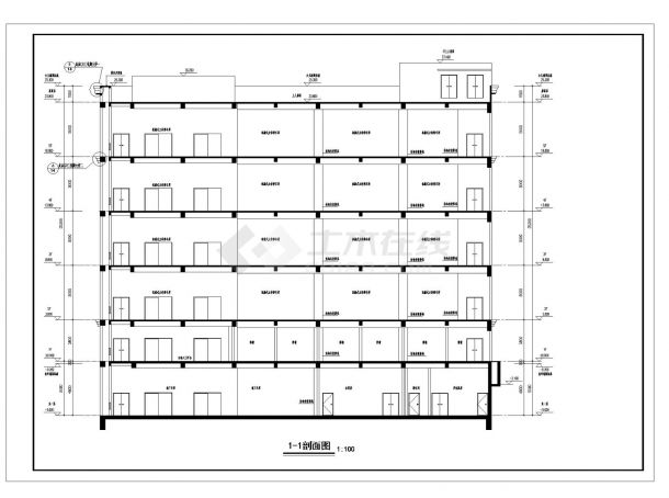 [新疆]5层现代风格立体停车库建筑设计施工cad图纸-图二