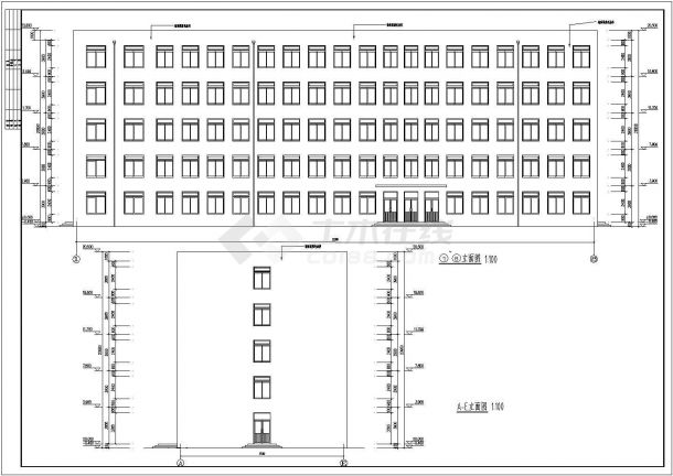 北京某单位4500平米左右五层框架结构办公楼建筑+结构设计CAD图纸-图一