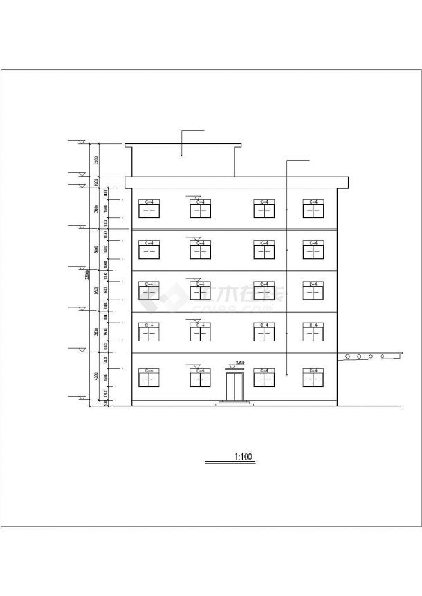 某建筑公司5300平米左右六层钢框架结构办公综合楼建筑设计CAD图纸-图一