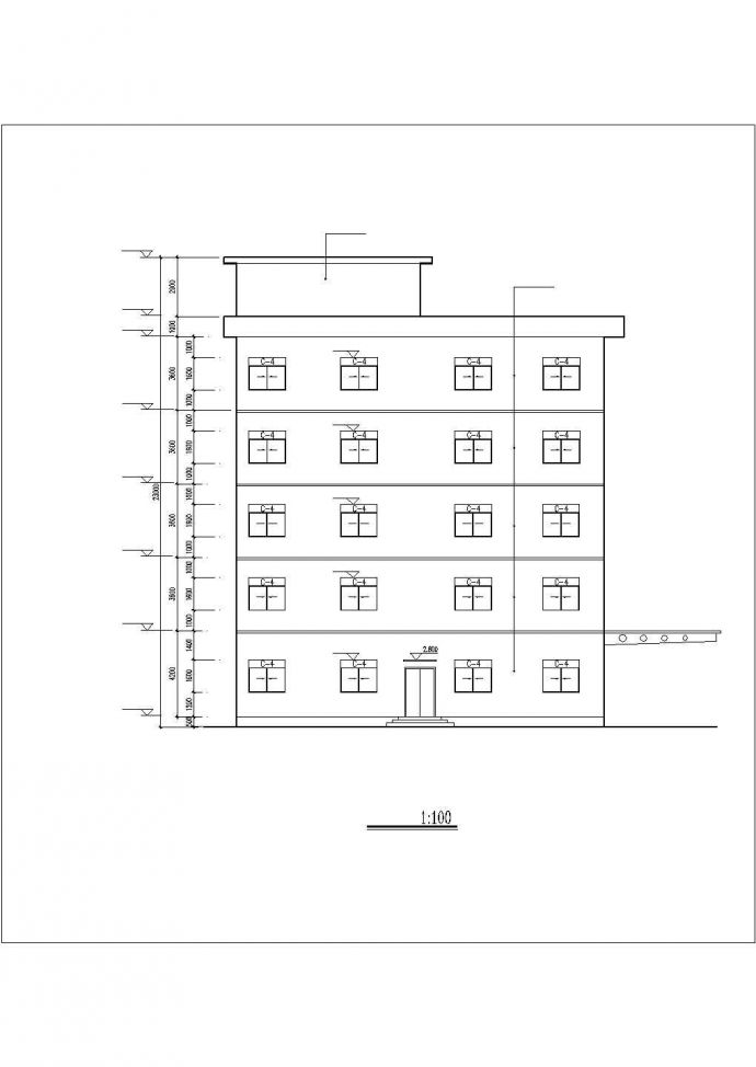 某建筑公司5300平米左右六层钢框架结构办公综合楼建筑设计CAD图纸_图1
