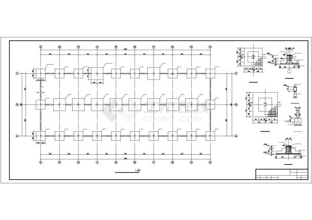 太原市某市政单位6层混合结构办公综合楼结构设计CAD图纸-图二