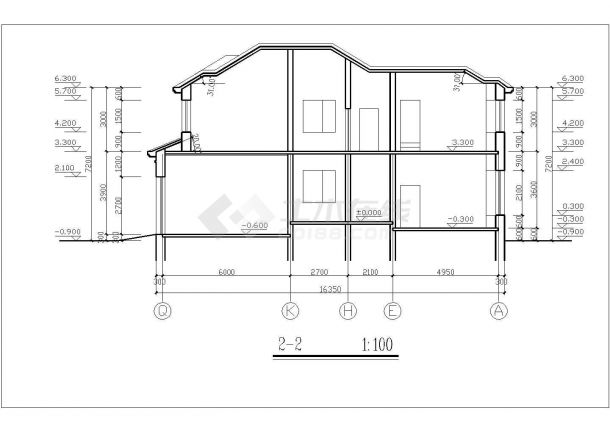 17x16米左右2层砖混结构单体别墅平立剖面设计CAD图纸-图一