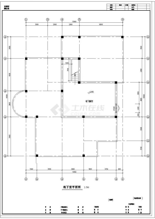 某三层带地下室框架结构欧式风格别墅设计cad全套建筑施工图（标注详细）-图一