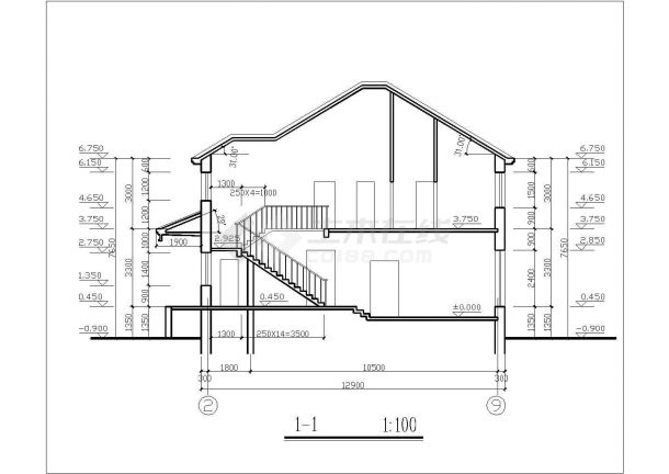 某小区占地220平2层框架结构独栋别墅全套平立剖面设计CAD图纸-图一