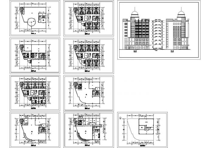 八层宾馆综合楼规划设计建筑施工cad图纸，共十张_图1