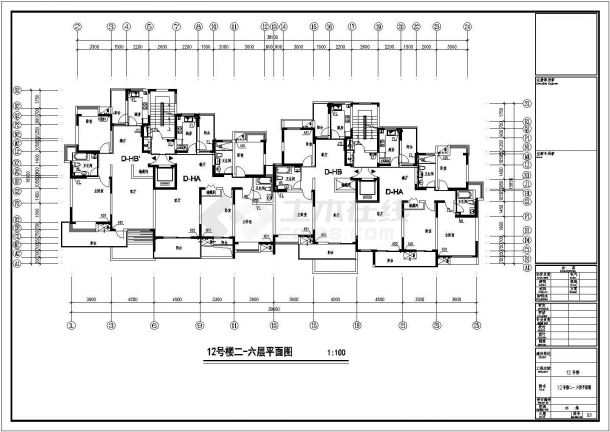 某跃层小区复式建筑水施详细方案设计施工CAD图纸-图二