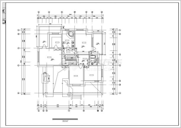 淄博市某别墅区337平米2层框混结构单体别墅平立剖面设计CAD图纸-图一